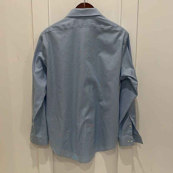 Men's Calvin Klein Slim Fit Performance Non-iron LS Blue Dress Shirt - Picture 3 of 9